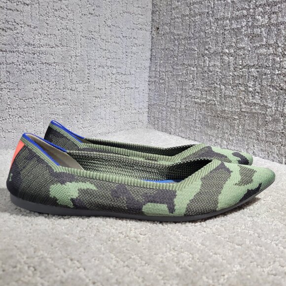 Rothys The Point Women's Size 9 Green Olive Camo Pointed Toe Slip on Flat Shoes - Picture 5 of 11